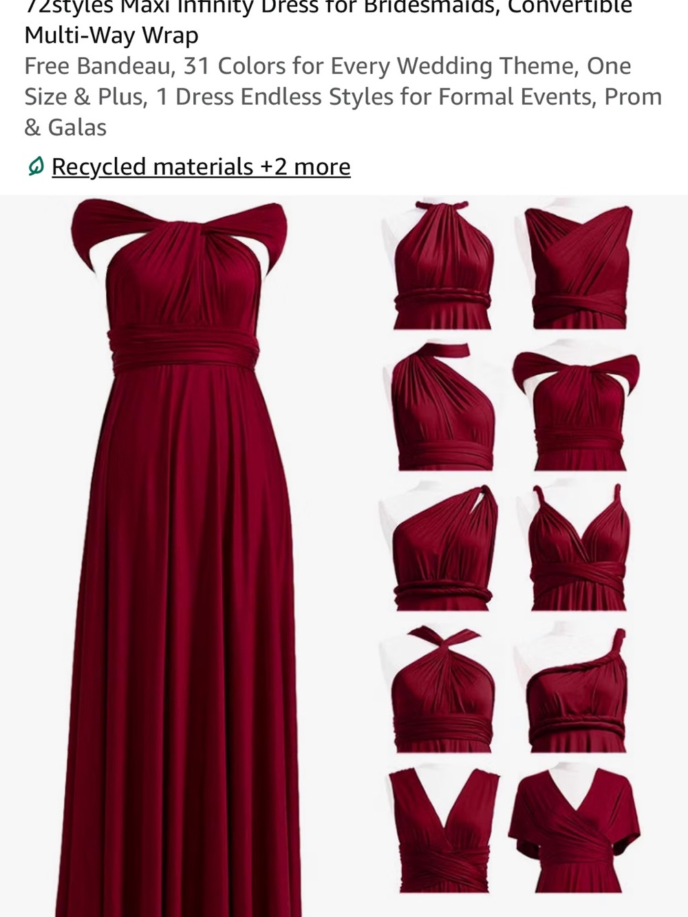 Convertible Maxi Infinity Dress - Burgundy Multi-Way Wrap